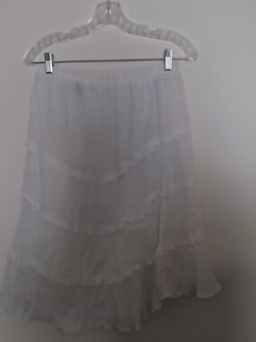 Iz Byer Light Gray Tiered Ruffle A-Line Skirt